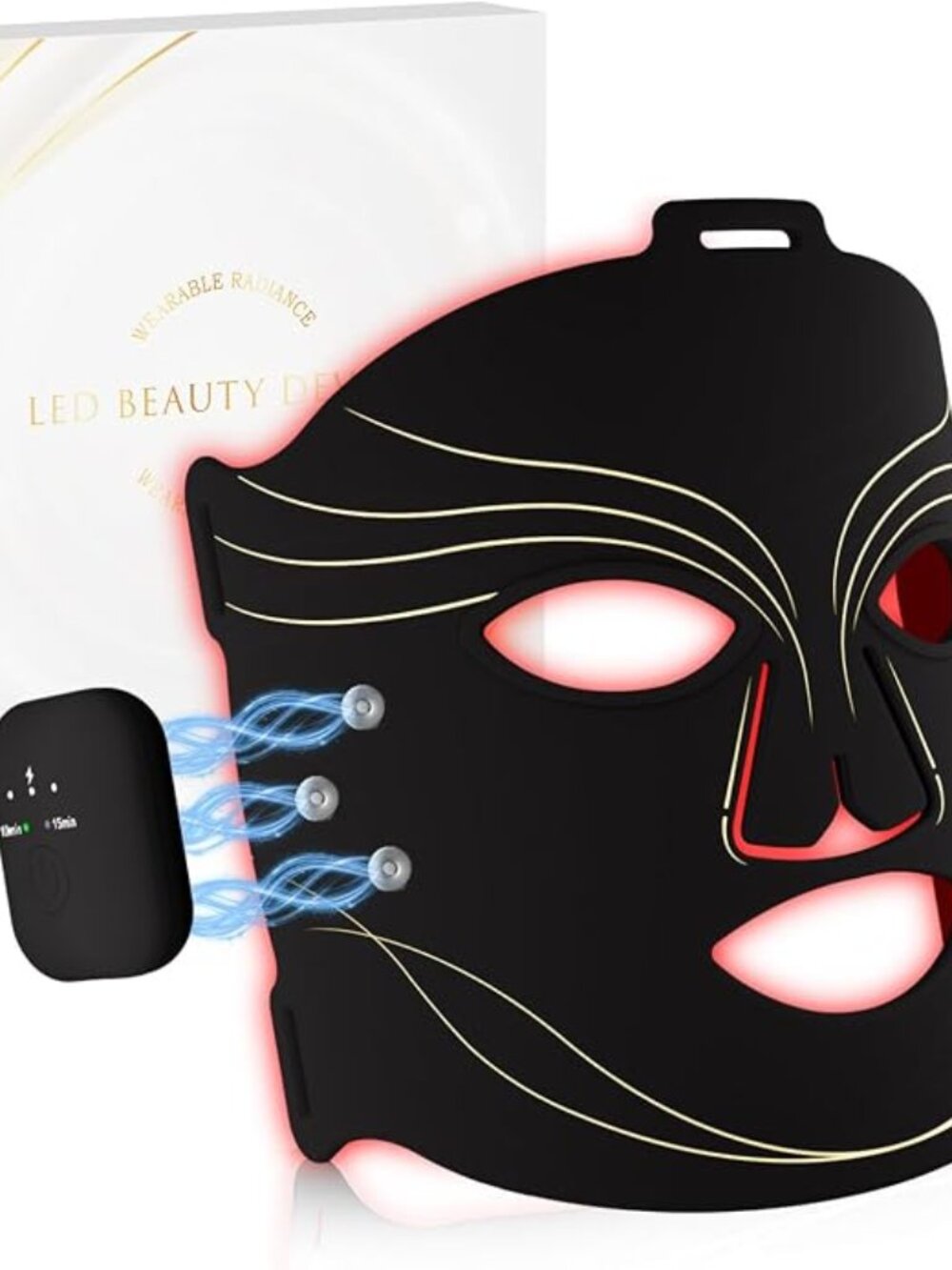 Red Light Mask for Face, Cordless LED Face Mask with 2 Light Modes